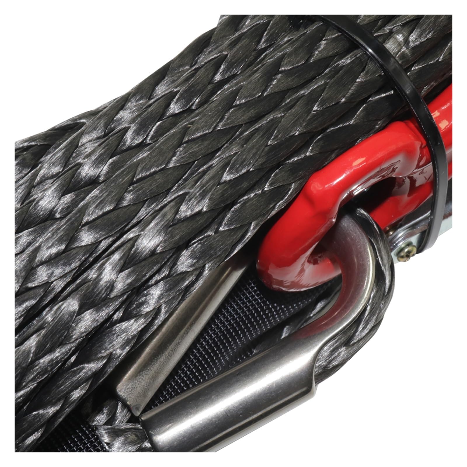 8mm * 15m syntetyczna lina wyciągarki samochód holowniczy 4x4 akcesoria przyczepa terenowa pasek wytrzymałość na zerwanie Max 20500LBS dla pojazdu ATV SUV(Matte Black Hook)