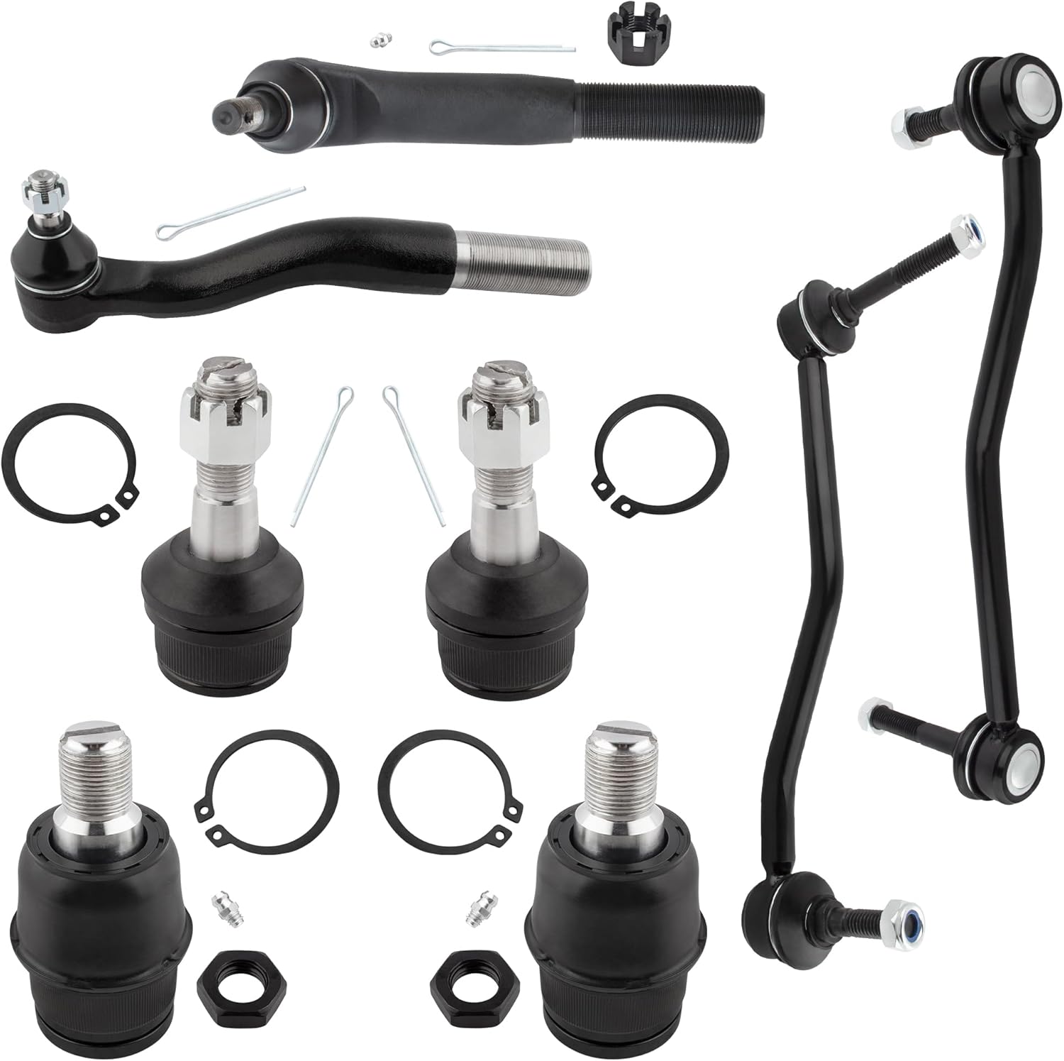 ES3423 ES3427 K8388 K8607T K80273 K80274 Front Stabilizer Sway Bar Links Inner & Outer Tie Rod Ends Upper & Lower Ball Joints for Ford F-250 F-350 F-450 F-550 Super Duty 2000-2004, Pack of 8