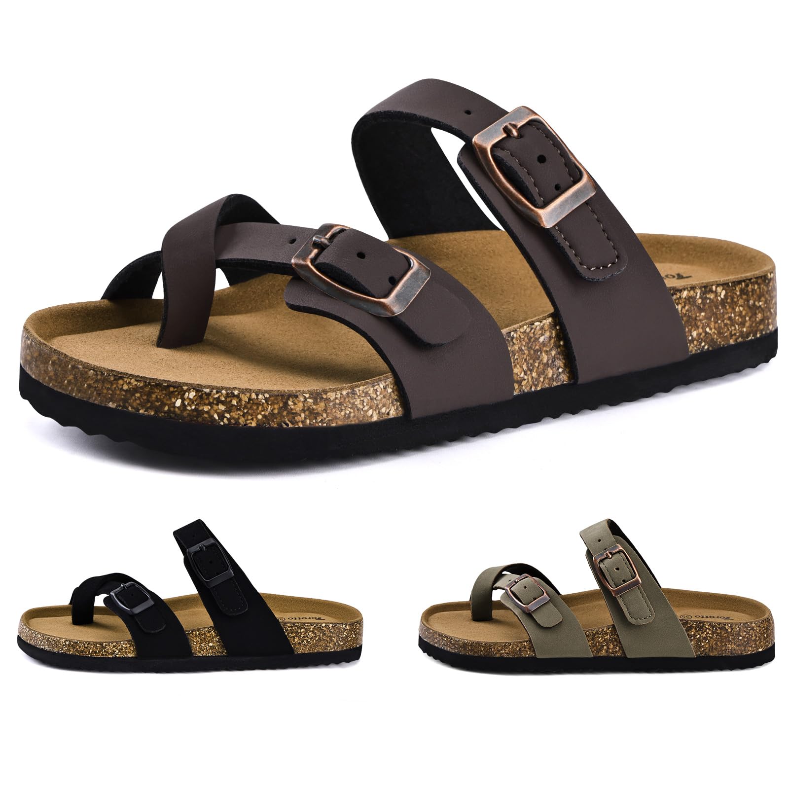 Torotto Zehentrenner Kinder Flip Flops Mit Kork Hausschuhe Mädchen Jungen Pantoletten Riemen Verstellbare Schnalle Rutschfeste Schlappen für Drinnen und Draußen