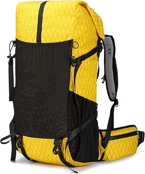 Hiking Backpack,40L to 50L Extra Large Capacity Hiking Bag,Internal Frame Camping Backpack,Upgraded X-PAC Lightweight Sport Daypack Travel Backpack Fit For Mountain Climbing CampingYellow
