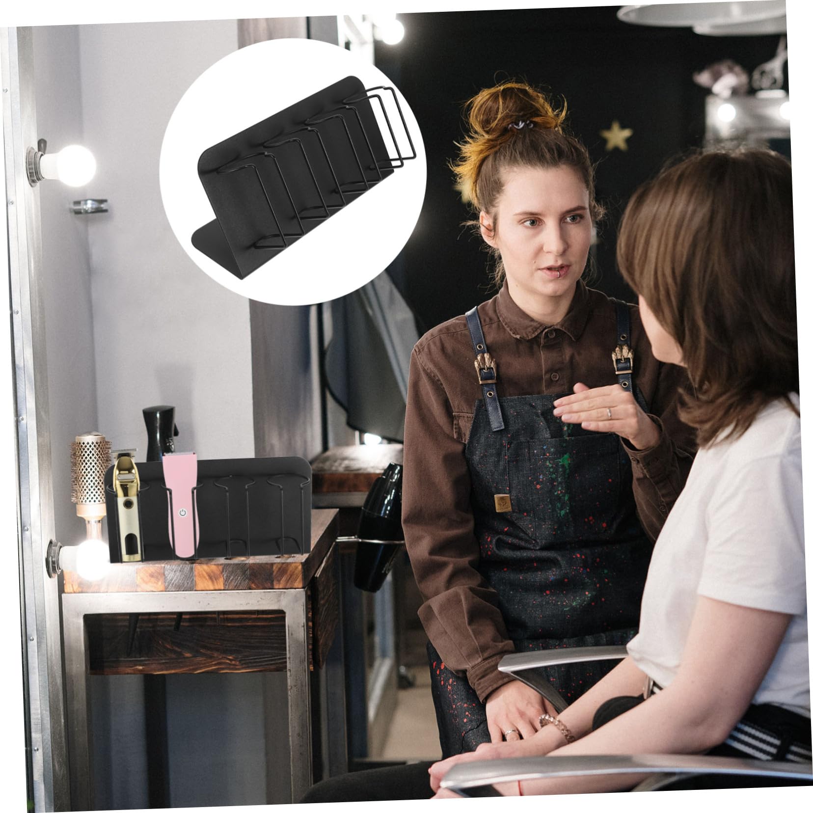 Wandmontierter Haartrockner und Haarschneidemaschinenhalter aus Schwarzem Platzsparend Sicherer Aufbewahrungsständer für und Badezimmer Geeignet für Elektrische Haarschneider und