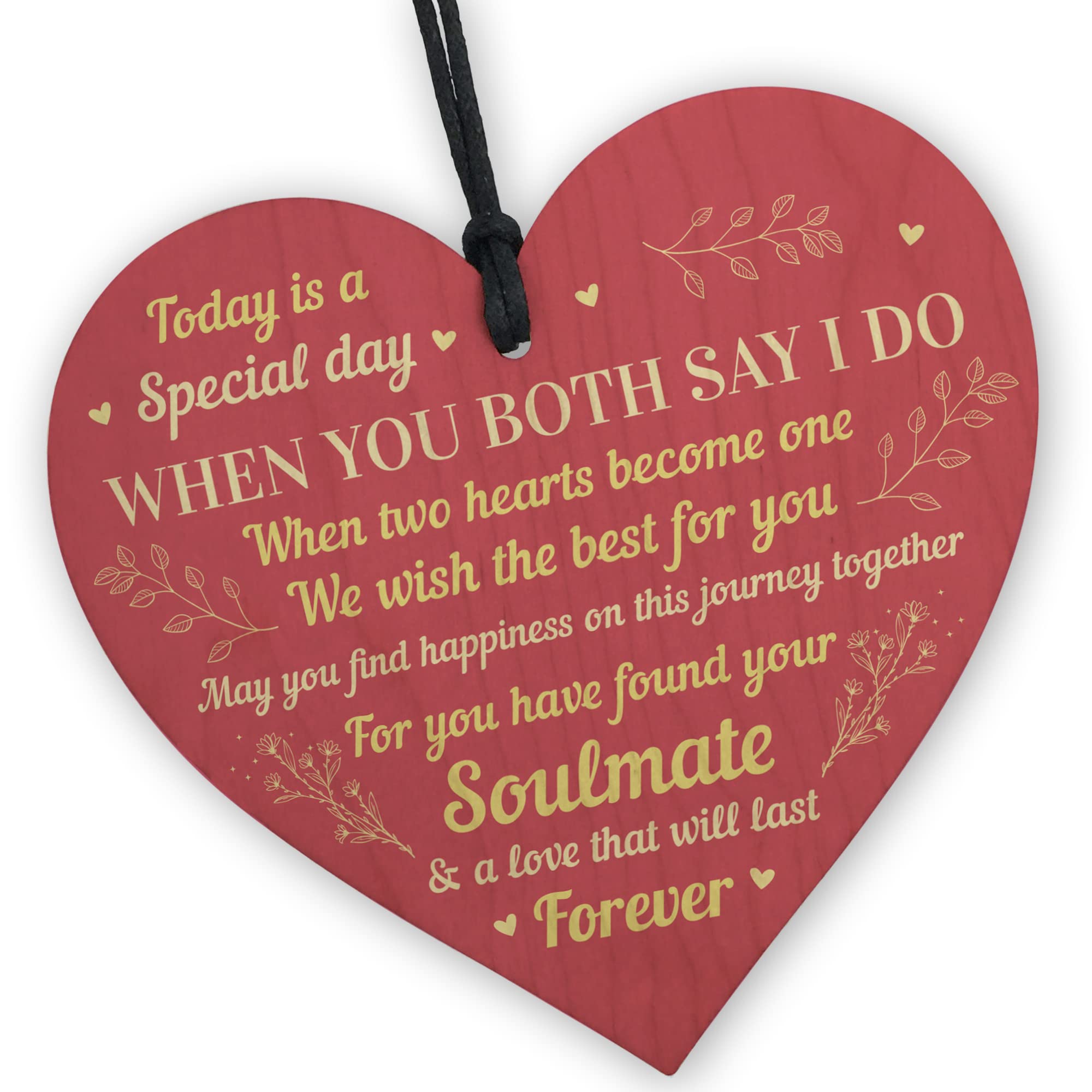 Red Ocean Wedding Day Gift For Couple Wooden Heart Husband Wife Gift For Couple Keepsake