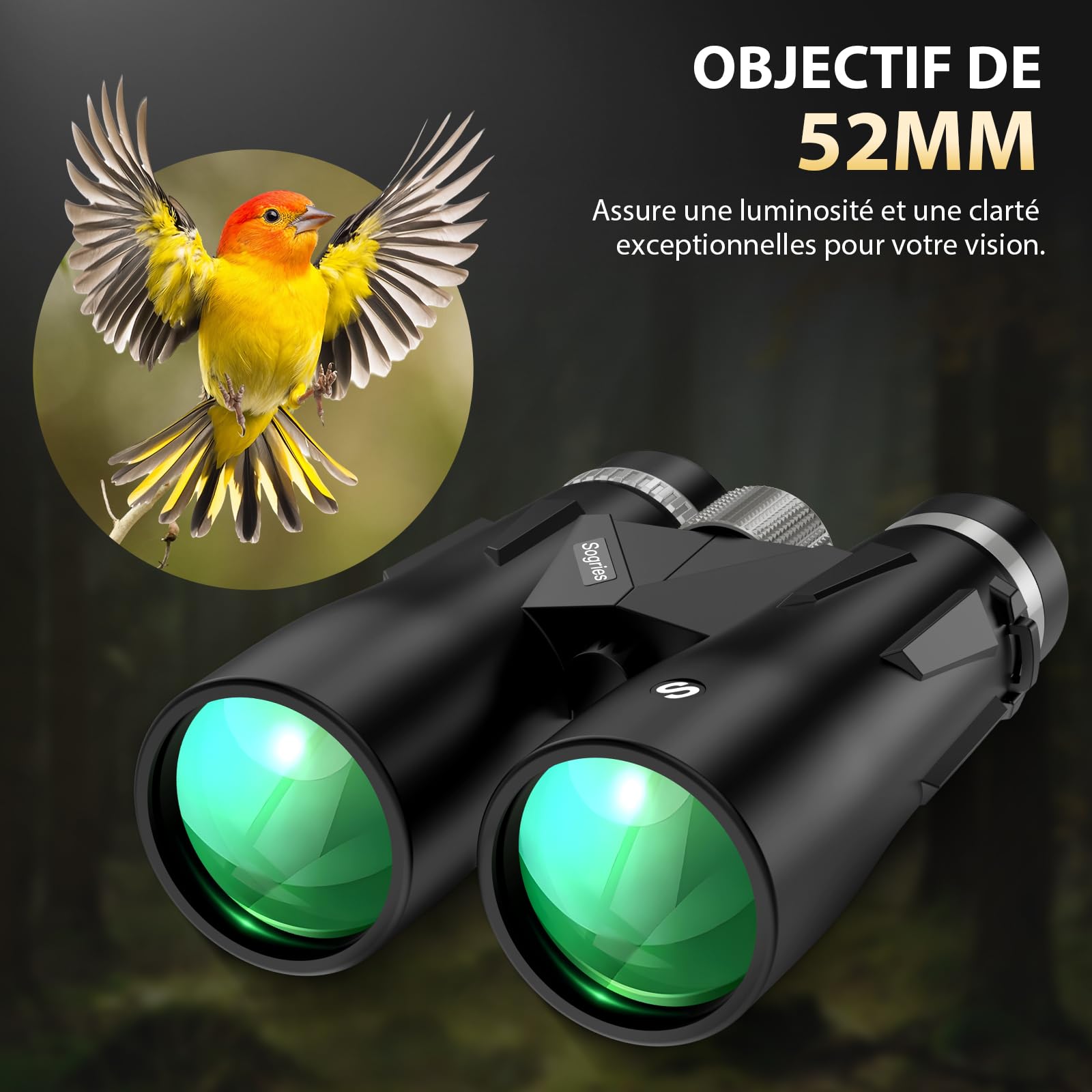 Sogries Jumelles 15x52 Adultes Observation Oiseaux