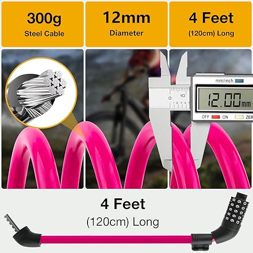 Miniatura 2 de Cerradura de scooter E, cerradura de cable de combinación de bicicleta, compatible con Xiaomi M365MaxGXLNinebotSegwayMotorCandado de bicicleta de 4