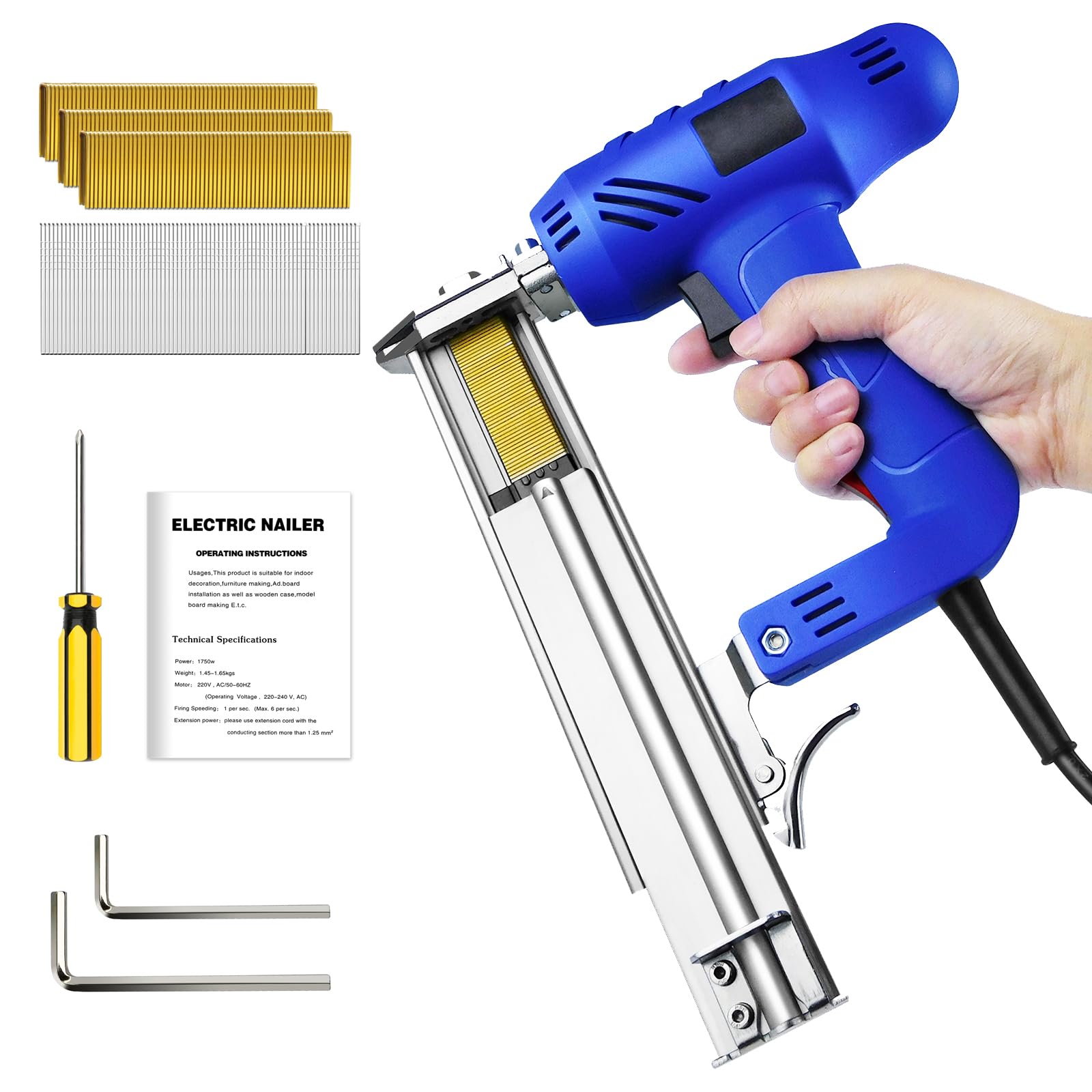 2 in 1 Electric Nail Gun for Wood Heavy Duty Staple Gun, Corded Brad Nailer/Stapler/Nailer Tacker