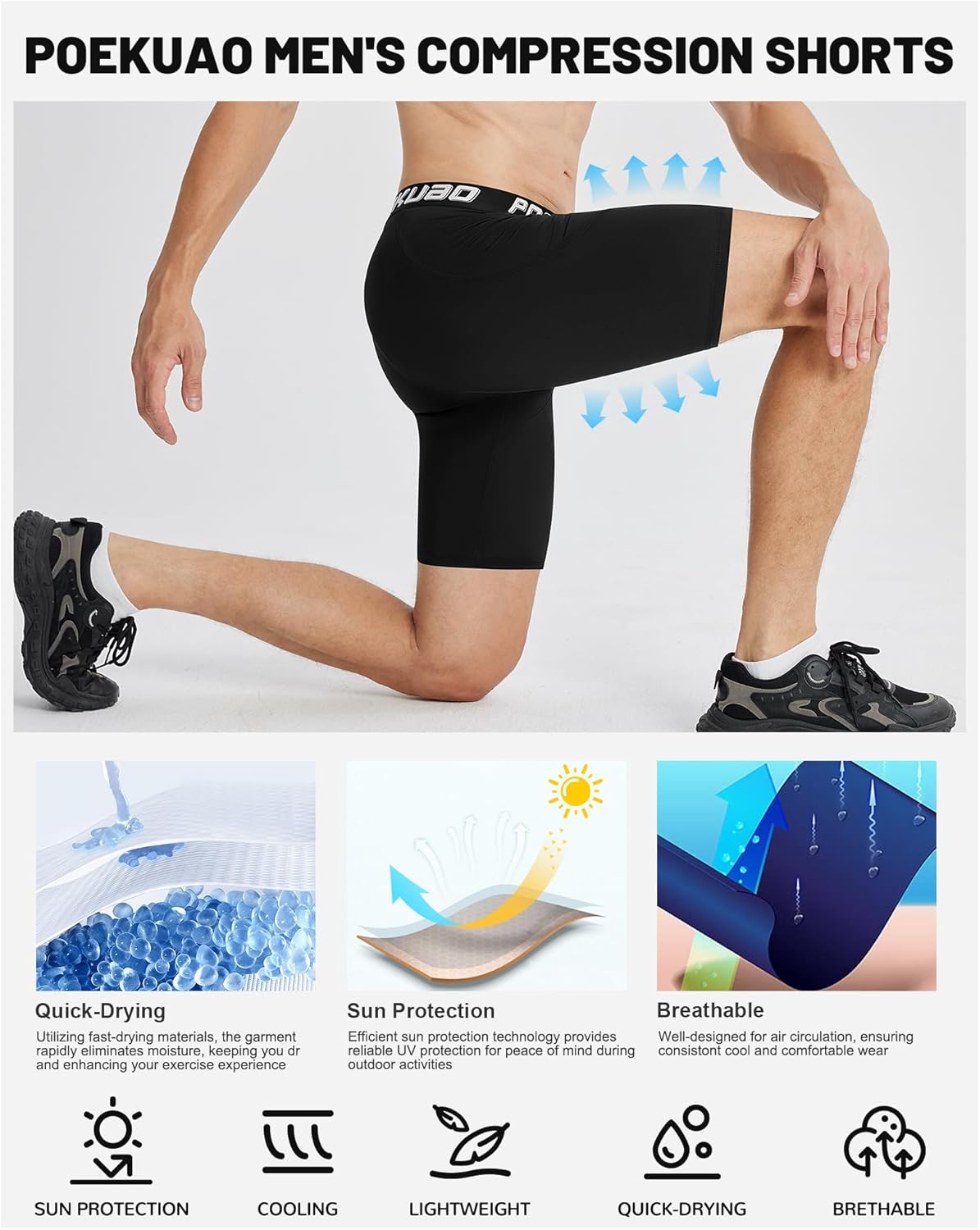 Compression Shorts Men Spandex Running Shorts Sports Athletic Base Layer Workout Performance Underwear - Image 6