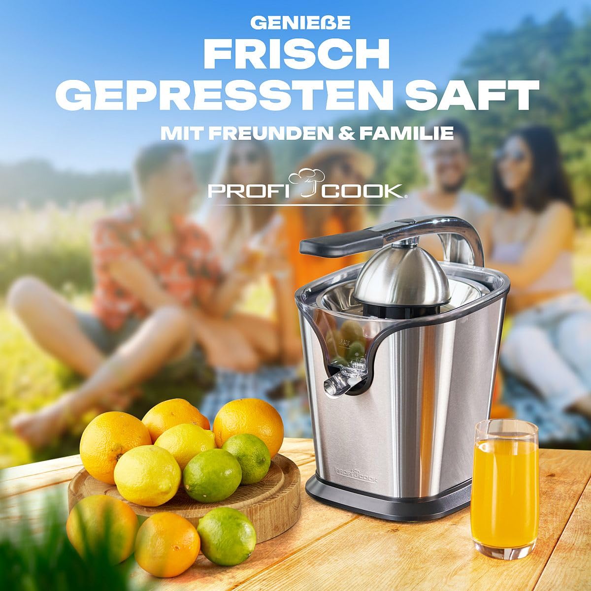 Profi Cook PC-ZP 1154 - Wyciskarka do cytrusów - 2 stożki soku - Funkcja zapobiegająca kapaniu - 160 W - Kolor srebrny