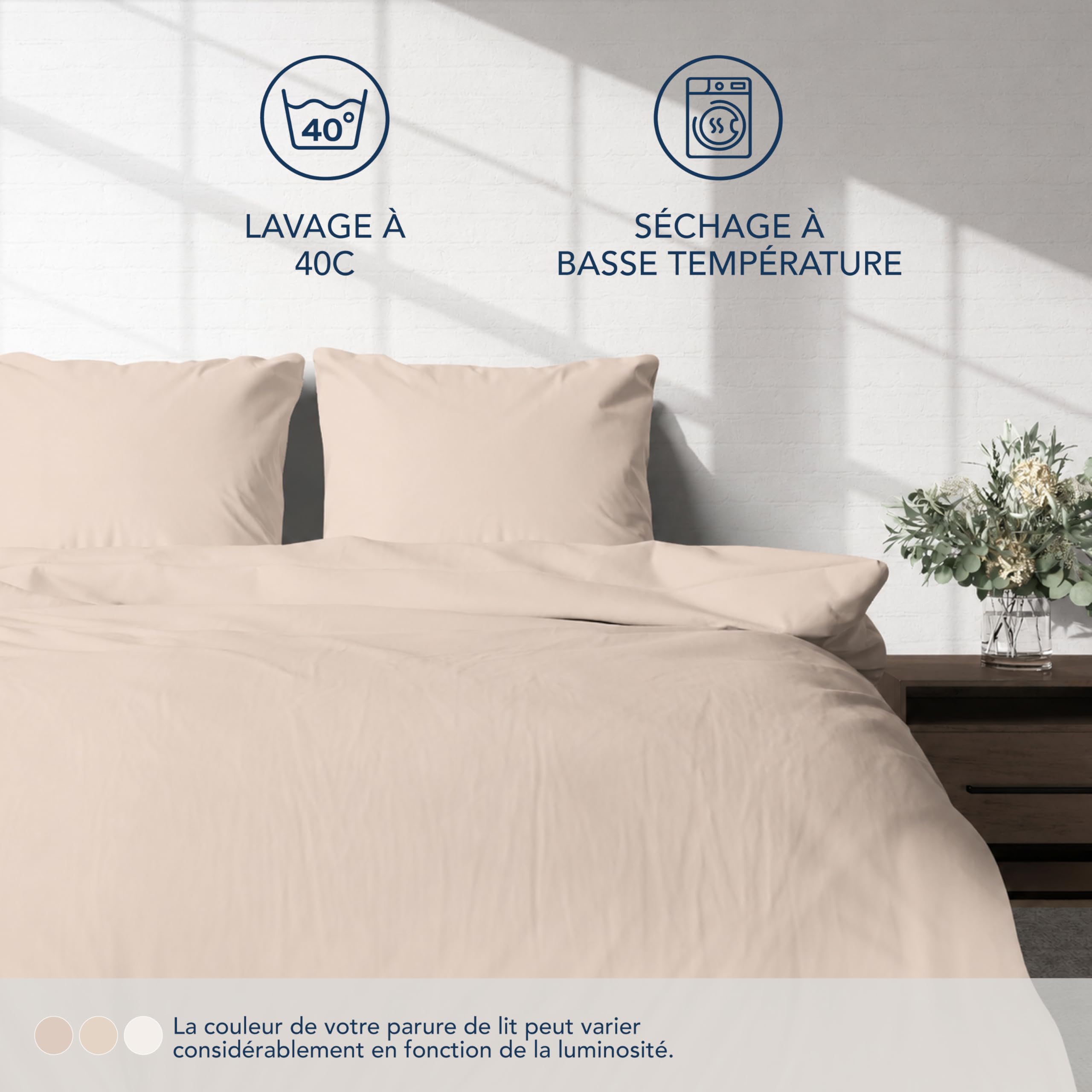 Dreamzie Parure de Lit 160 x 200 4 Pièces Housse de Couette 240x220 cm + Drap Housse 160 x 200 cm avec 2 taies d'oreillers 65x65 cm 240x220 Parure 100 Fils/cm² en Microfibre - Oeko-Tex