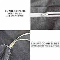 Vista 5 de ECOCOTT Juego de funda de edredón de 3 piezas, 100% algodón lavado, duradero, suave y cómodo, con cierre de cremallera, tamaño King California