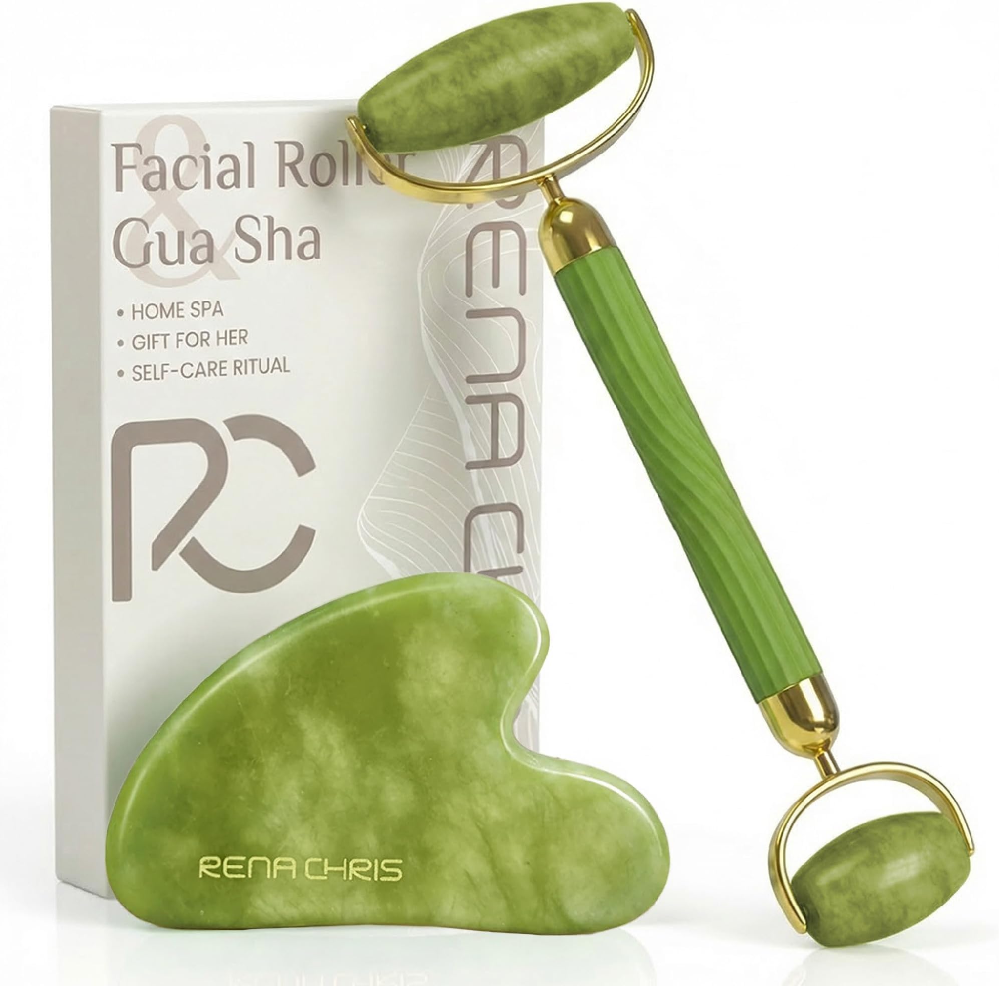 Rena Chris Jade Guasha & Face Roller Set