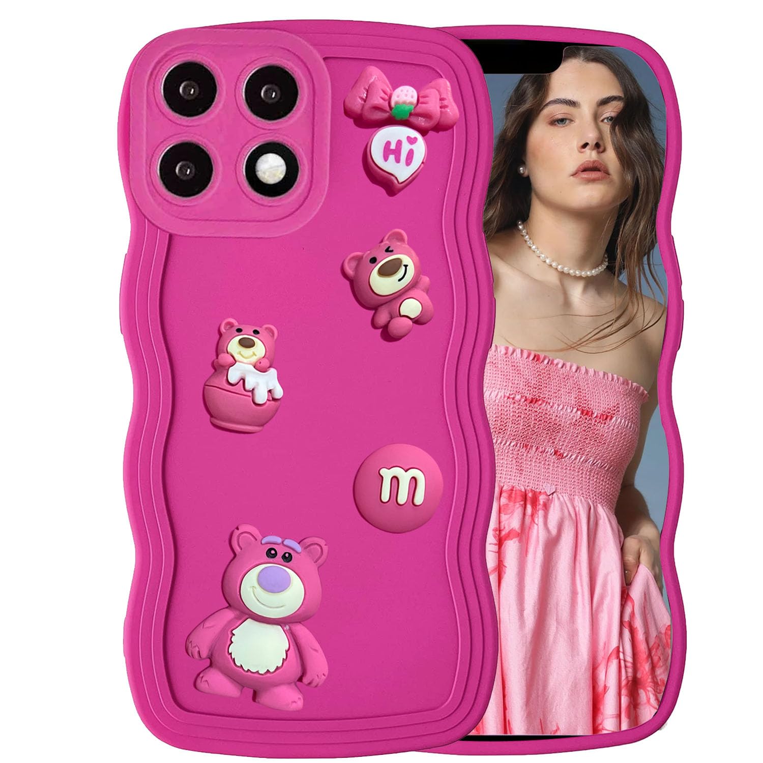 KC Back Cover for Oneplus 11 5G, 3D Cute Curly Wave Cartoon Characters and Cherry Shockproof Soft Bumper Silicone Case with Camera Protection (Pink) (B0C9JJT9V3) Amazon Price History, Amazon Price Tracker