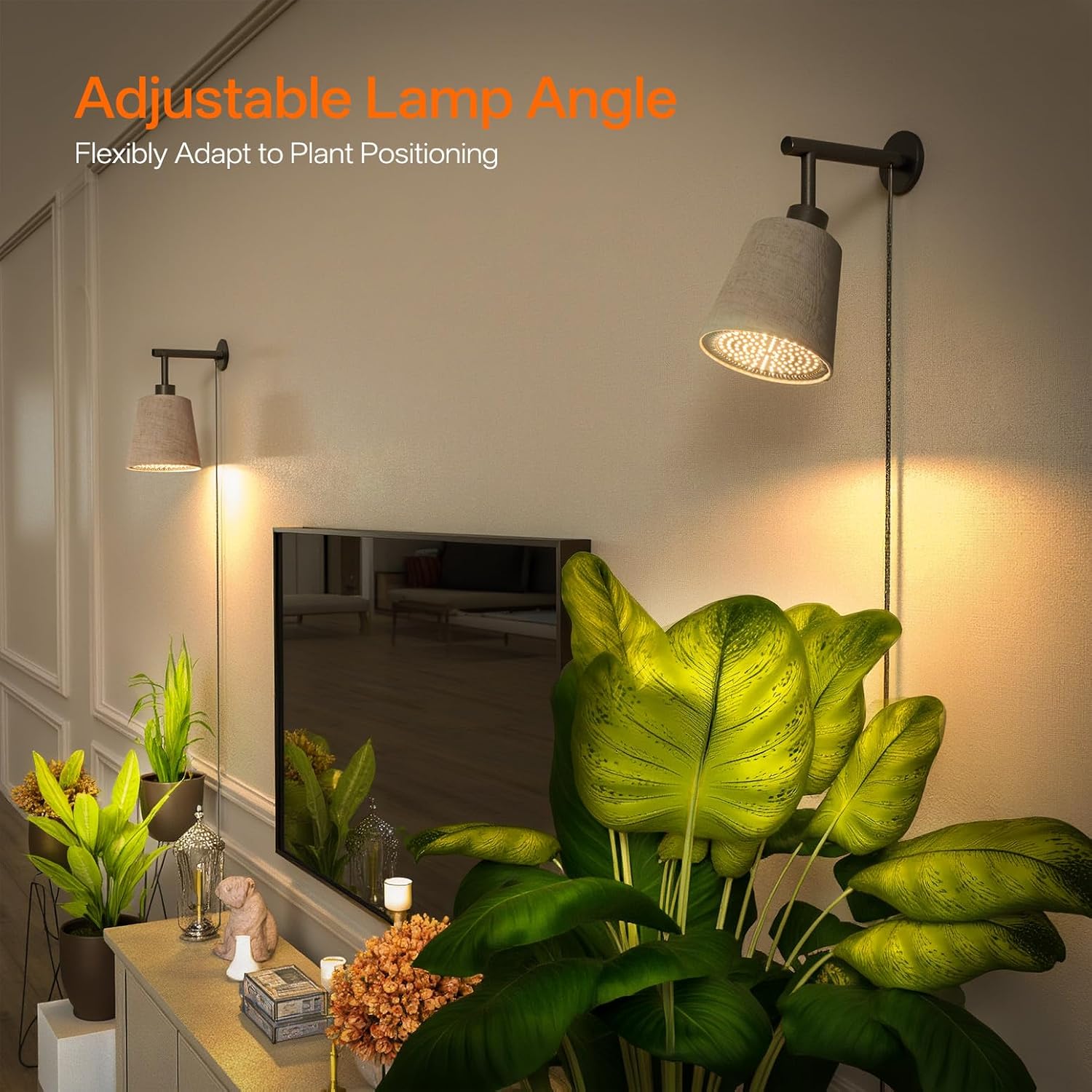 Bstrip Hanging Grow Lights for Indoor Plants, 25W Full Spectrum, 4H/9H/14H Timer, 3000K Wall-Mounted Decorative Plant Light with 9.8FT Power Cord, Ideal for Tall Plants, Flowers and Potted Trees - Image 5