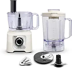 Multiprocessador Arno Multichef 700W MP62, com 16 Funções, Marfim, 4 Acessórios, 2 Velocidades, Liquidificador 3,1L e Espremedor de Frutas, 110V