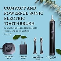 Vista 2 de Cepillo de dientes eléctrico para adultos, cepillo de dientes sónico con cabezales reemplazables y 15 modos de cepillado, cepillos de dientes