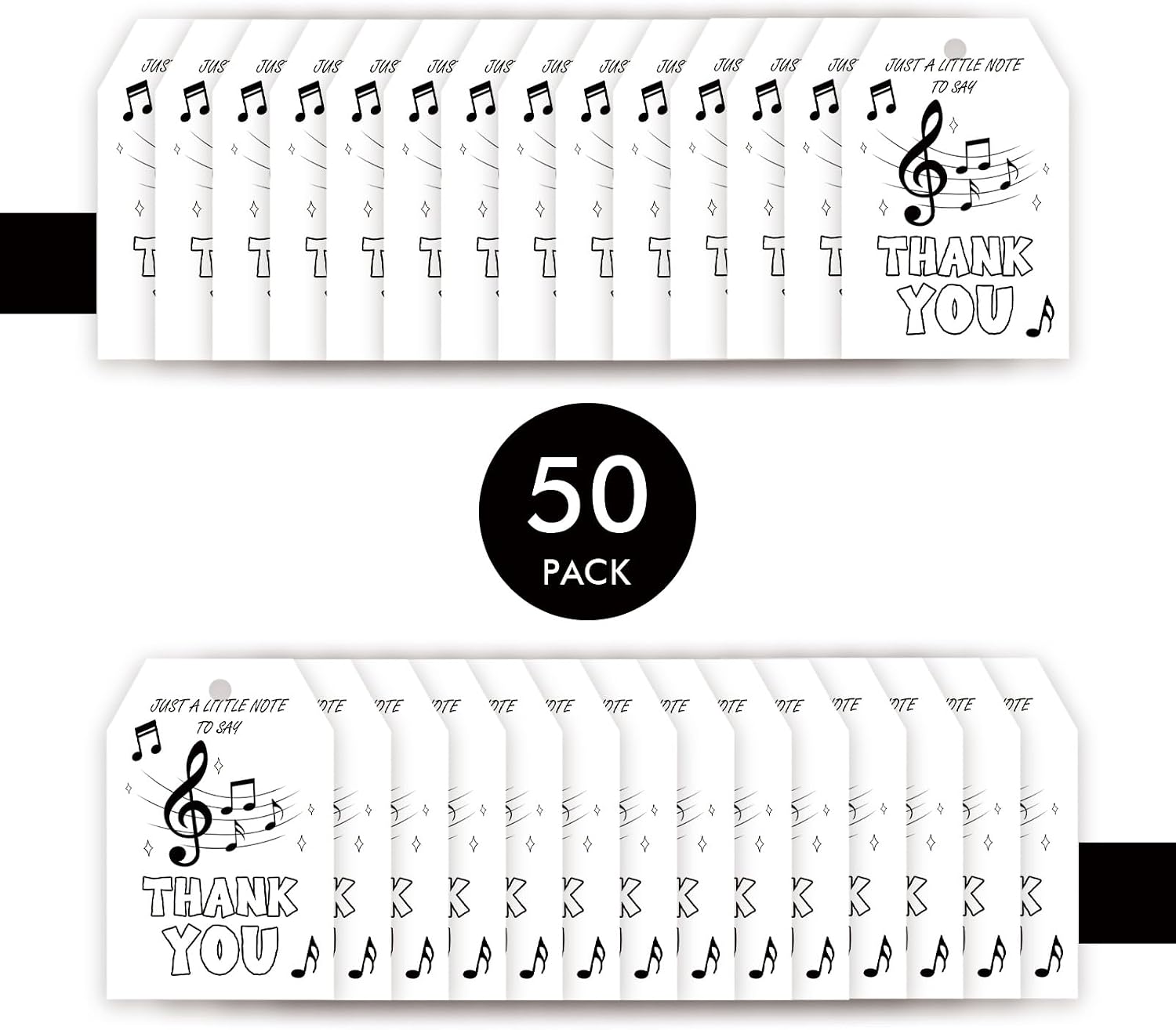 50pcs Just A Note to Say Thanks Thank You Tags, Music-Note Gift Tag with String for Music Party, Musical Thank You Paper Tags for Birthday Party Favors image 3