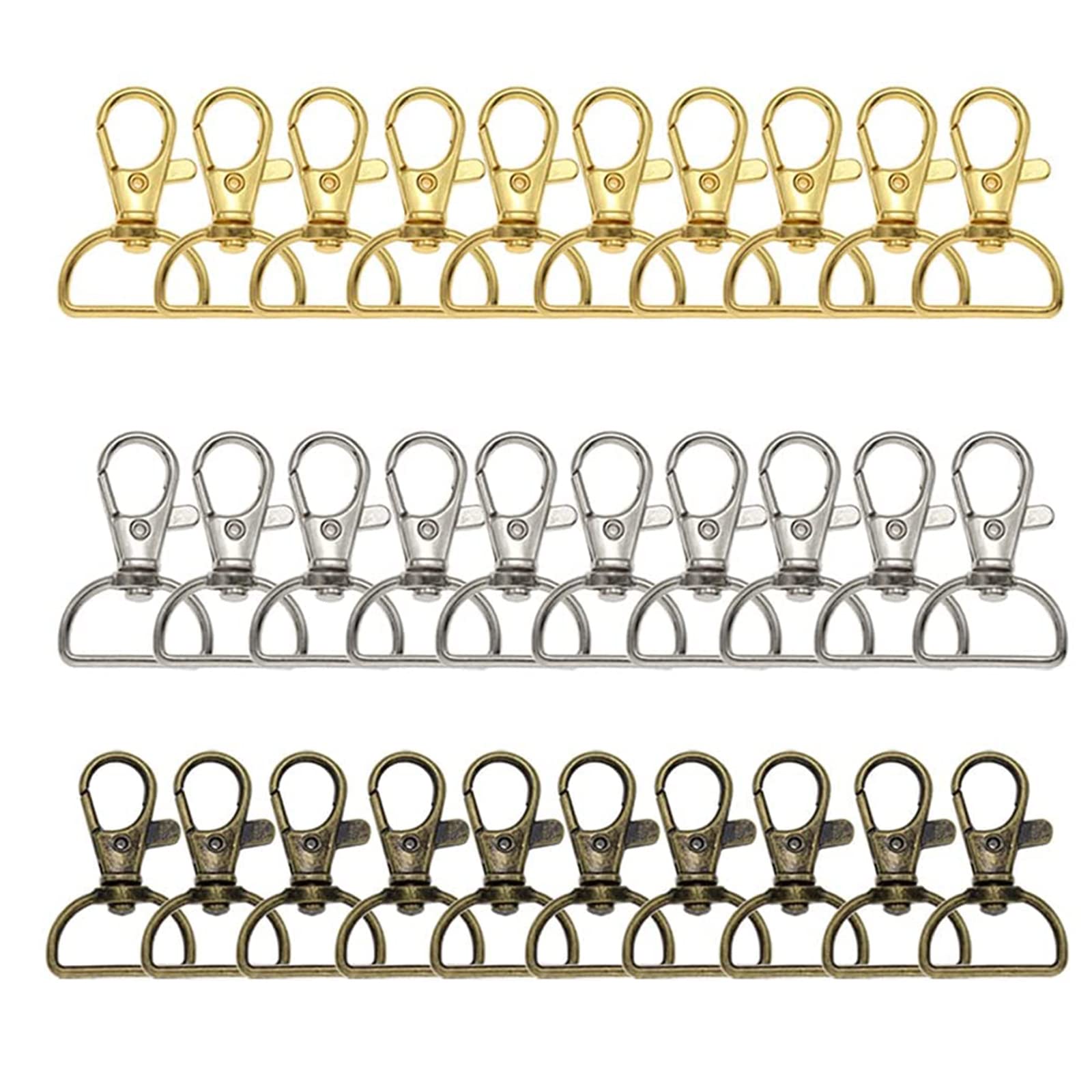 6-delige kreeft gesp sleutelhanger set - zilver, 55mm - sleutelhanger draaibare karabijnhaak haken voor ambachten, extra sleutels, enz