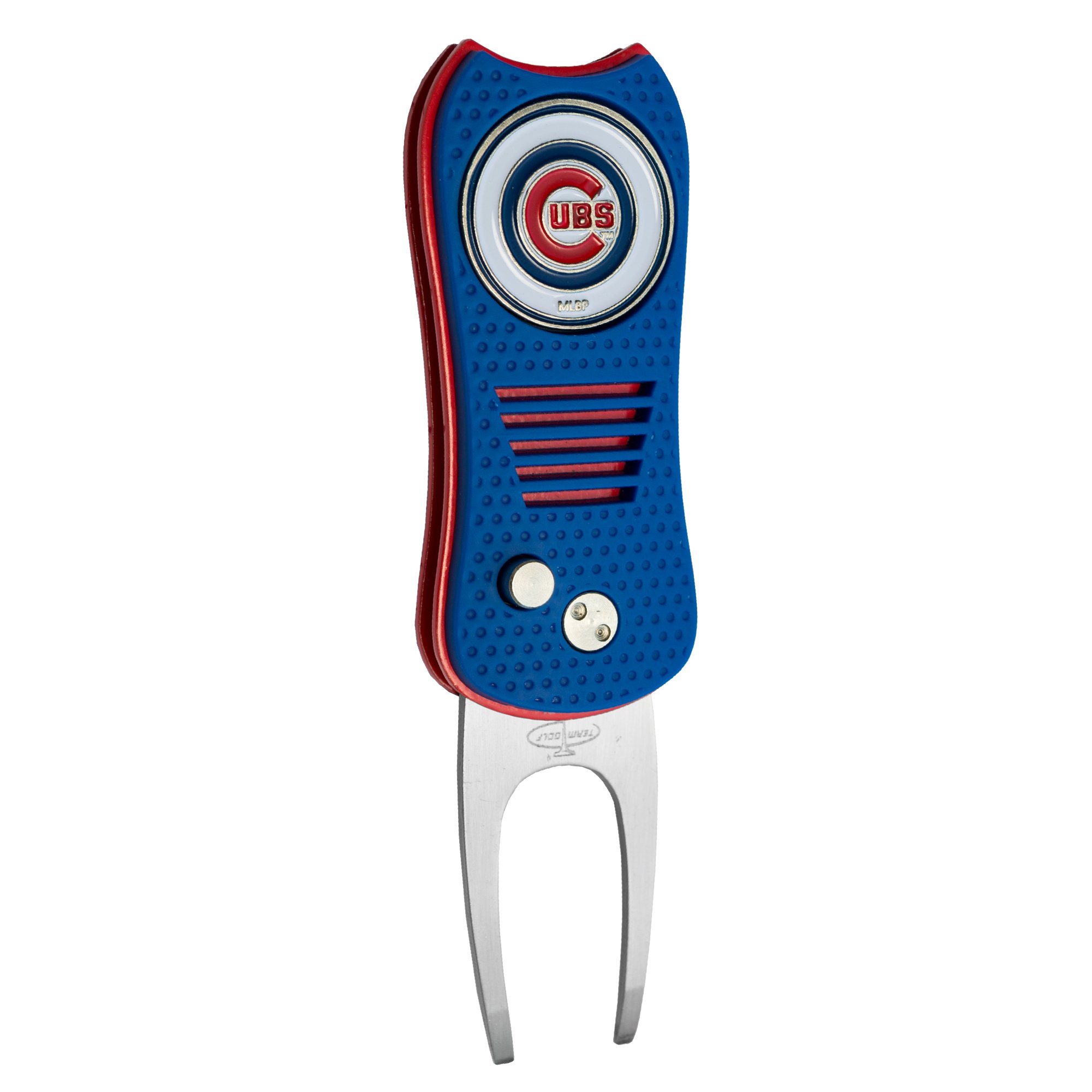 Team Golf MLB Switchblade Divot Tool with Double-Sided Magnetic Ball Marker, Features Patented Single Prong Design, Causes Less Damage to Greens, Switchblade Mechanism