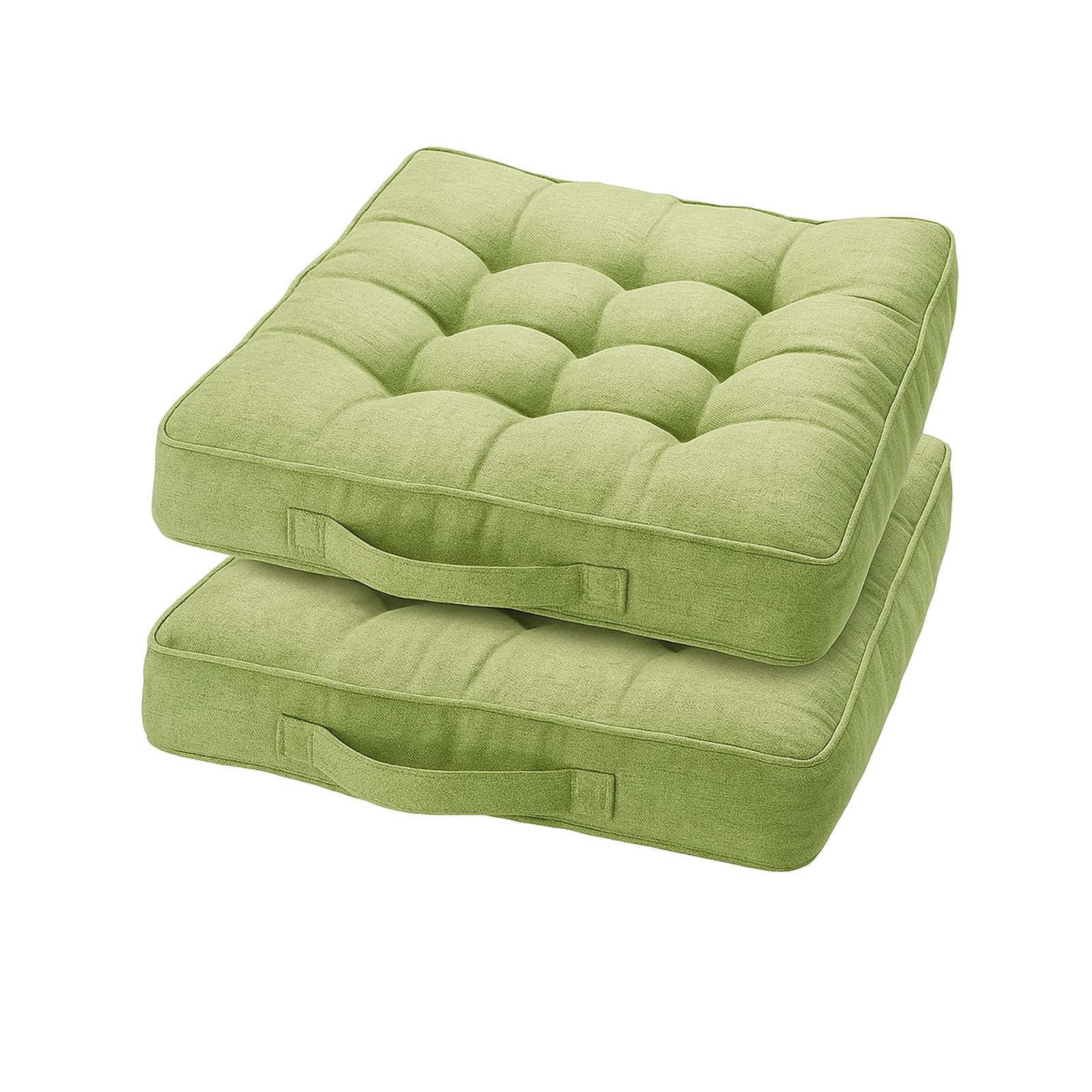 Booster Seat Cushion, 2PCS 47cm Square Chair Pad with 10cm Thick Coccyx Support for Tailbone, Hip, and Lower Back Relief with Handle Strap for Sofa Dining Room Garden and Kitchen Green