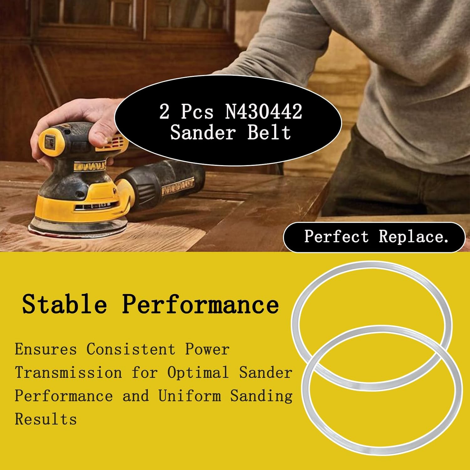 2Pcs N430442 903373 Sander Belt Fit for DCW210 DWE6420 DWE6421 DWE6423K Durable Replacement Part
