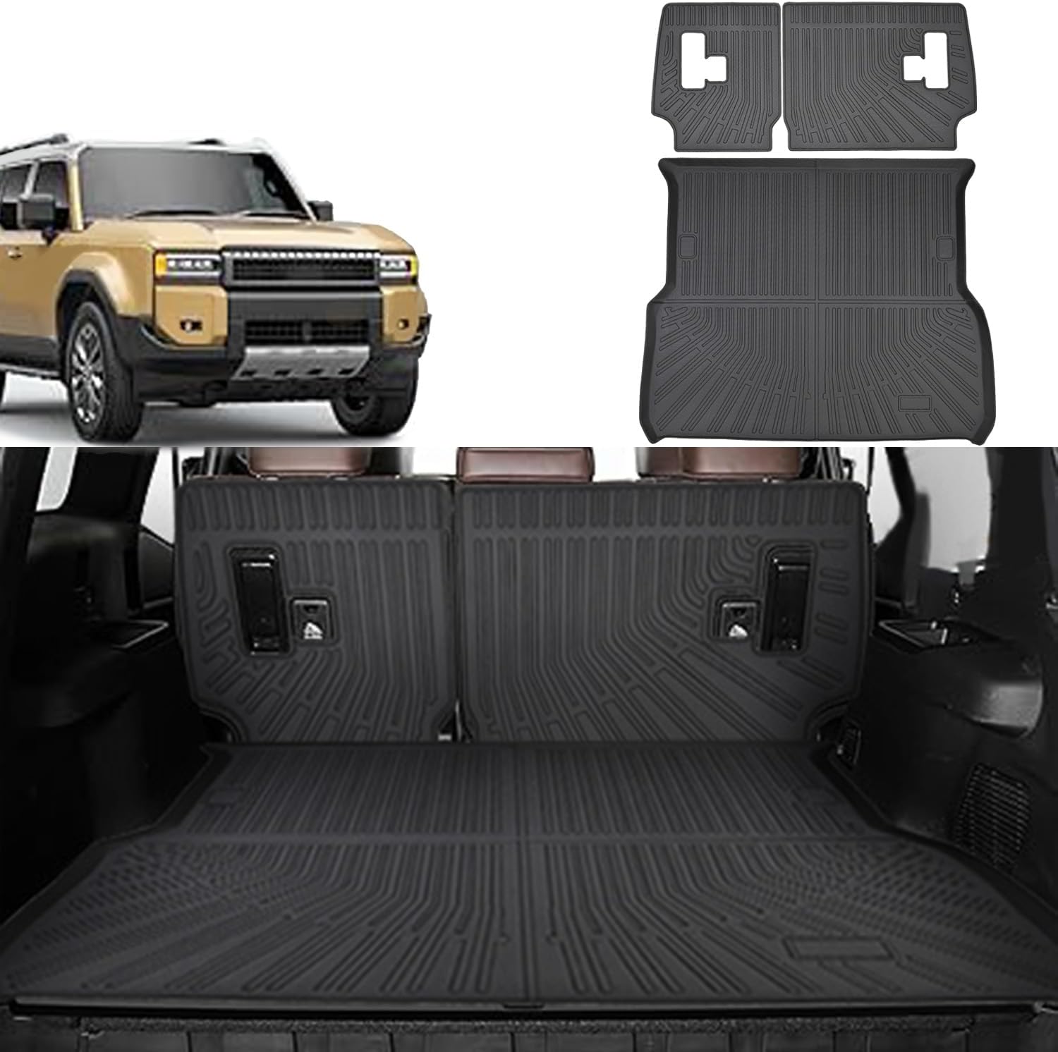 Cargo Liner Fits for Toyota Land Cruiser Prado 2024 2025 Cargo Mat All Weather TPE Protector Back Seat Cover Accessories with Backrest Mat