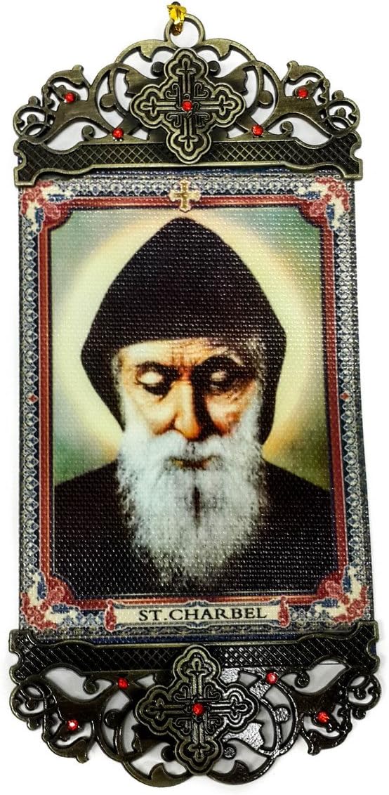 Nazareth Market Store St Charbel Tapestry Saint Charbel Makhlouf Wall Hanging Icon Banner Holy Land