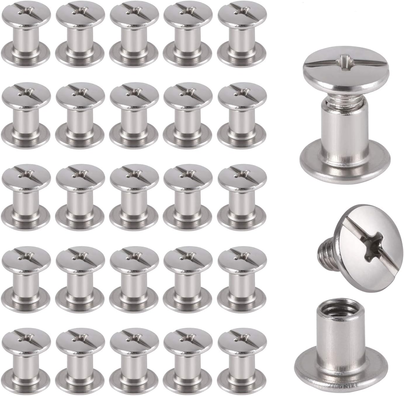 50 Paar Chicago Schrauben TIMESETL Buchschrauben 5x6mm Silber Chicago