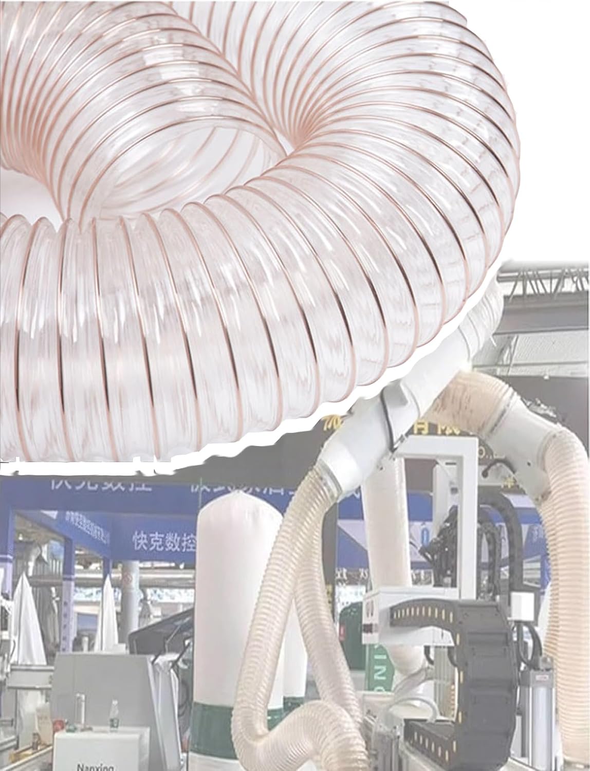 80mm Inner Diameter, Thick Vac Hose, 2m Length Flexible Dust Collection Hose,PU Hose with Copper-Plated Steel Wire(2mm)