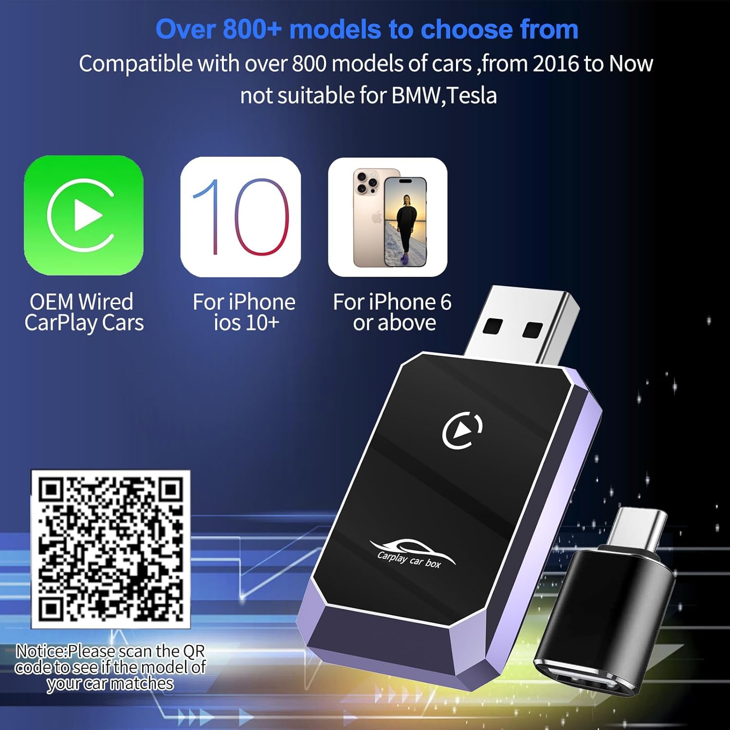 Wireless CarPlay Adapter for iPhone, Convert Wired to Wireless CarPlay, Mini CarPlay Wireless Adapter for iPhone 6+ and Cars from 2016, Plug and Play, Supports Voice Commands Via Siri - Image 6