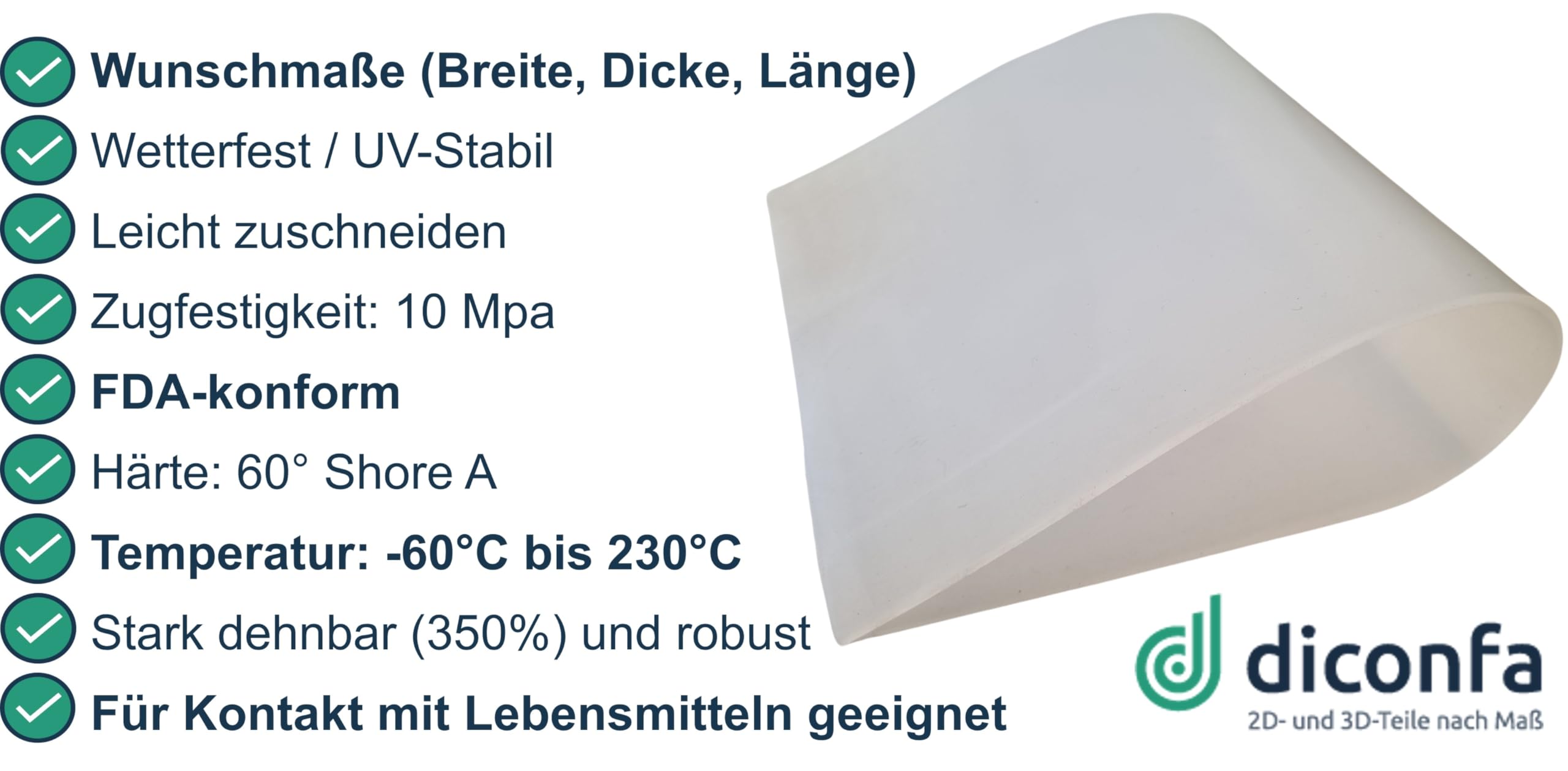 Silikonmatte 600x1200mm - Stoßdämpfende Industrie Matte 0,5-2mm Stärke