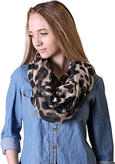 Anika Dali Women Animal Print Silky Soft Infinity Loop Scarf (Sophie Leopard Black Brown)
