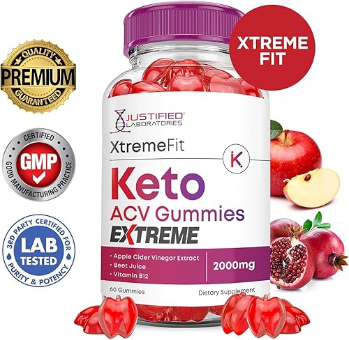 Miniatura 3 de Justified Laboratories Xtreme Fit Keto ACV Gummies Extreme 2000 mg XtremeFit Keto Gummies Vinagre de sidra de manzana formulado con jugo de