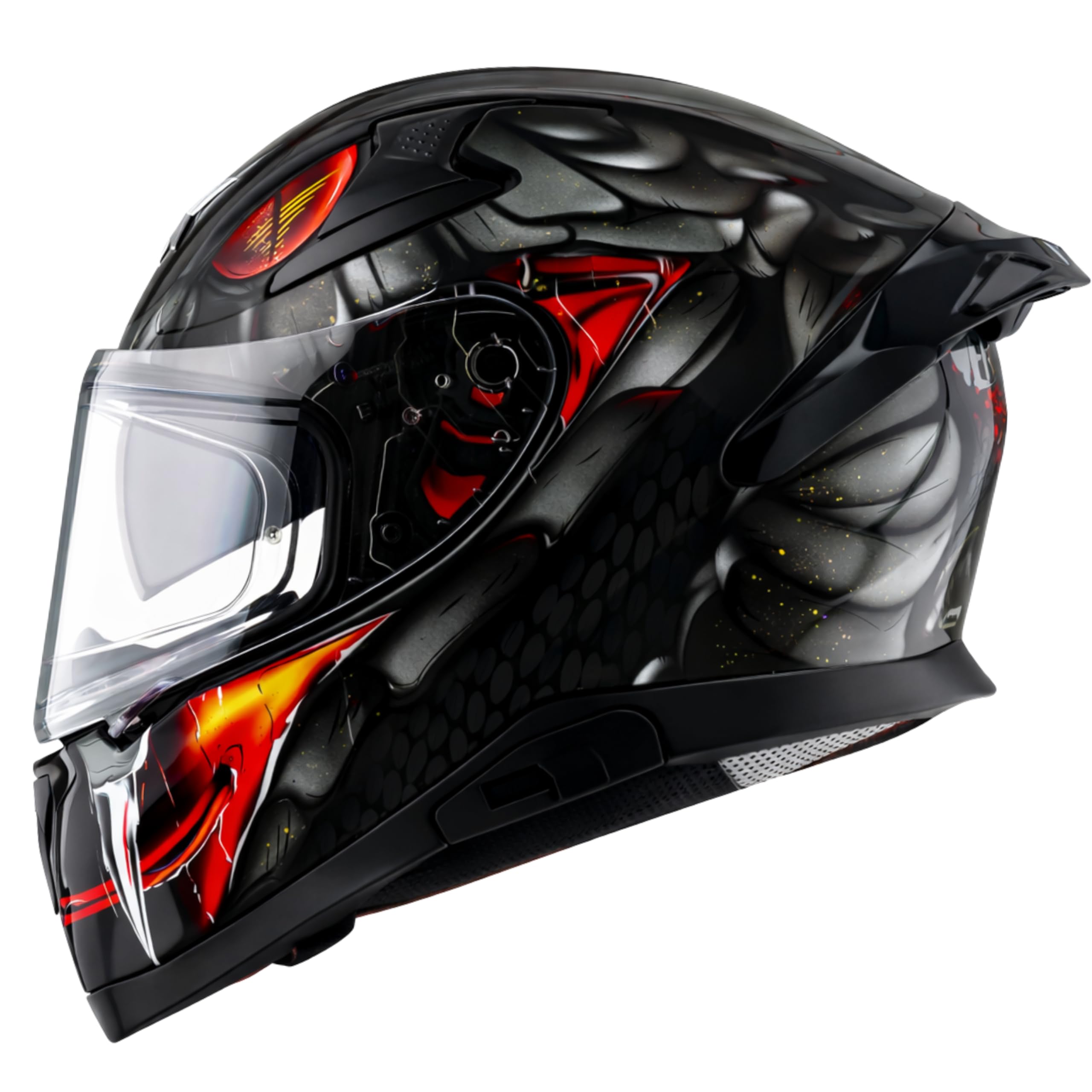 Axor Apex Venomous ISI ECE DOT Certified Full Face Dual Visor Helmet for Men and Women with Pinlock Fitted Outer Clear Visor and Inner Smoke Sun Visor Black Grey(XL)-image-49
