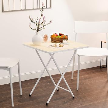 Folding Table,TV Dinner Folding Table,Small Mahjong Table for Small Space Eating Portable Outdoor Barbecue Table with Thickened Plate and X-Bracket Structure White