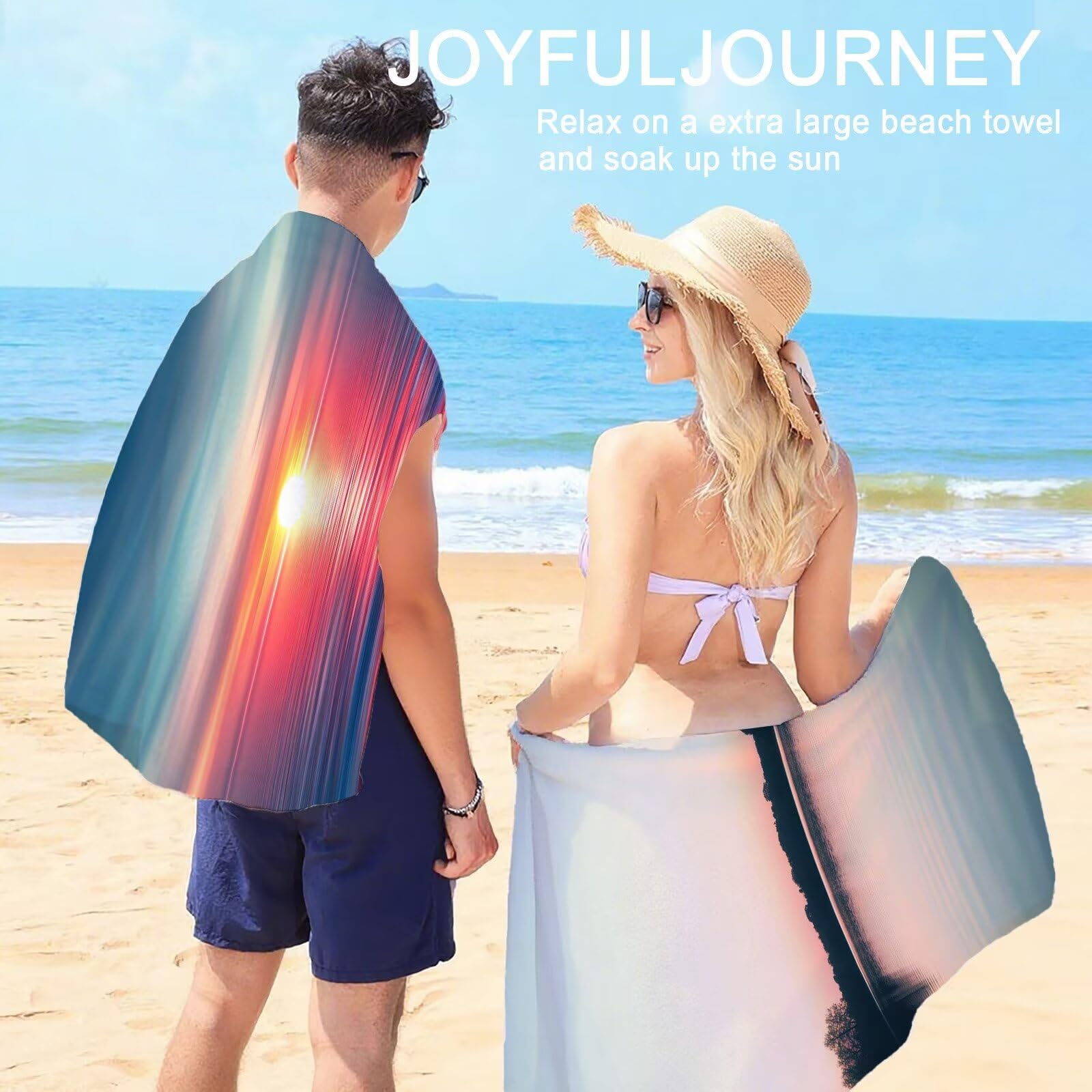 Mikrofaser Strandtuch 90x200cm, Sonnenuntergang Strandtuch Landschaft Saunahandtuc 2 Stück Stranddecke Sandfrei, Schnell Trocknendes, Saugfahiges Strandmatte für Reise Urlaub Schwimmen Camping OC-685