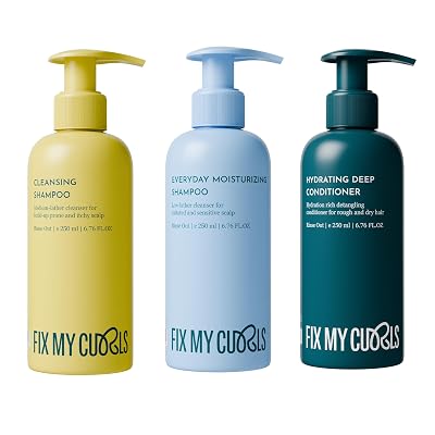 Fix My Curls Wash Day Trio | Cleansing & Moisturizing Shampoo, Hydrating Deep Conditioner | Silicone & Sulphate Free | F