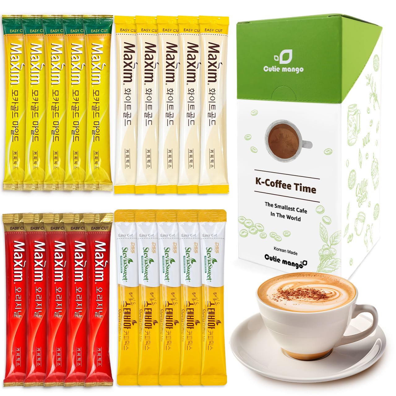 Amazon.com : CUTIE MANGO Maxim & Stevia Variety 20 Sticks Premium