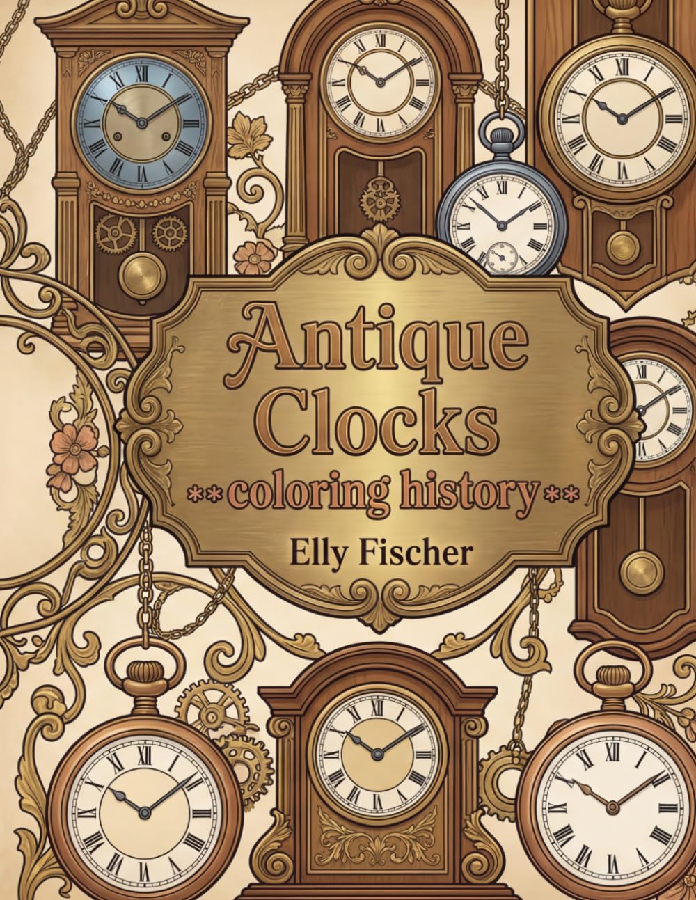 Antique Clocks Coloring: Stress Relief for adults