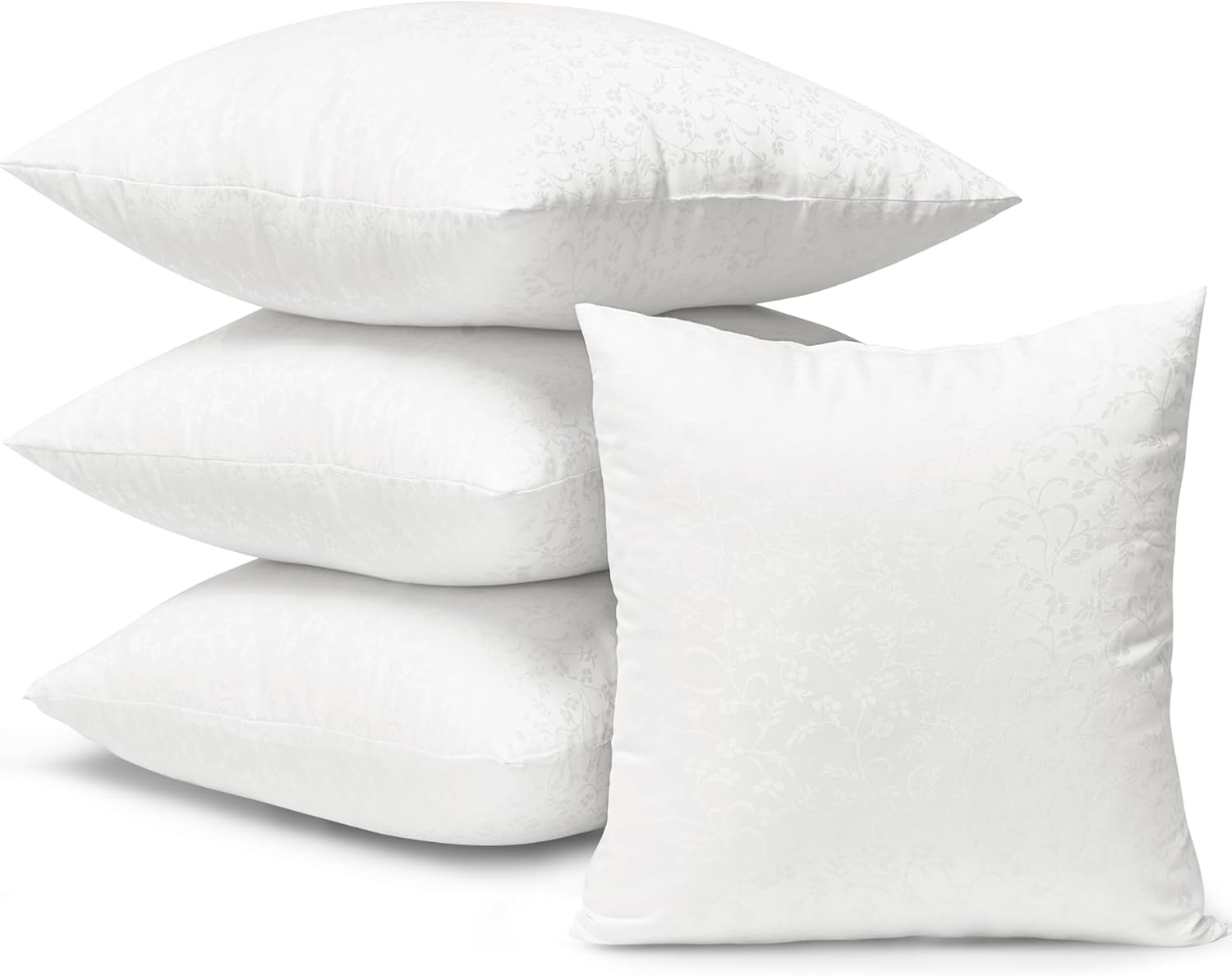 20x20 Pillow Inserts - Set of 4 Premium Throw Pillow Inserts, 20 x 20 Inch, Soft & Supportive, Filled with Durable Polyester Fiberfill, Easy Care, White, Multipurpose