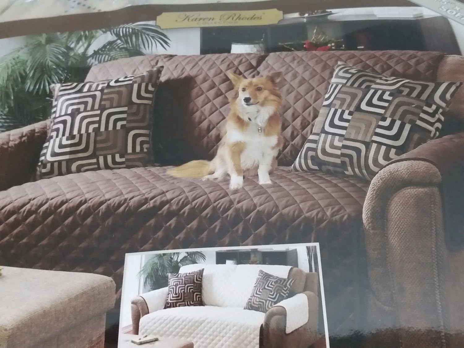 Home Details Quilted Reversible Furniture Protector Slipcover, Good for Dog Hair, Dust & Spills, Machine Washable, Love Seat Chocolate-Taupe