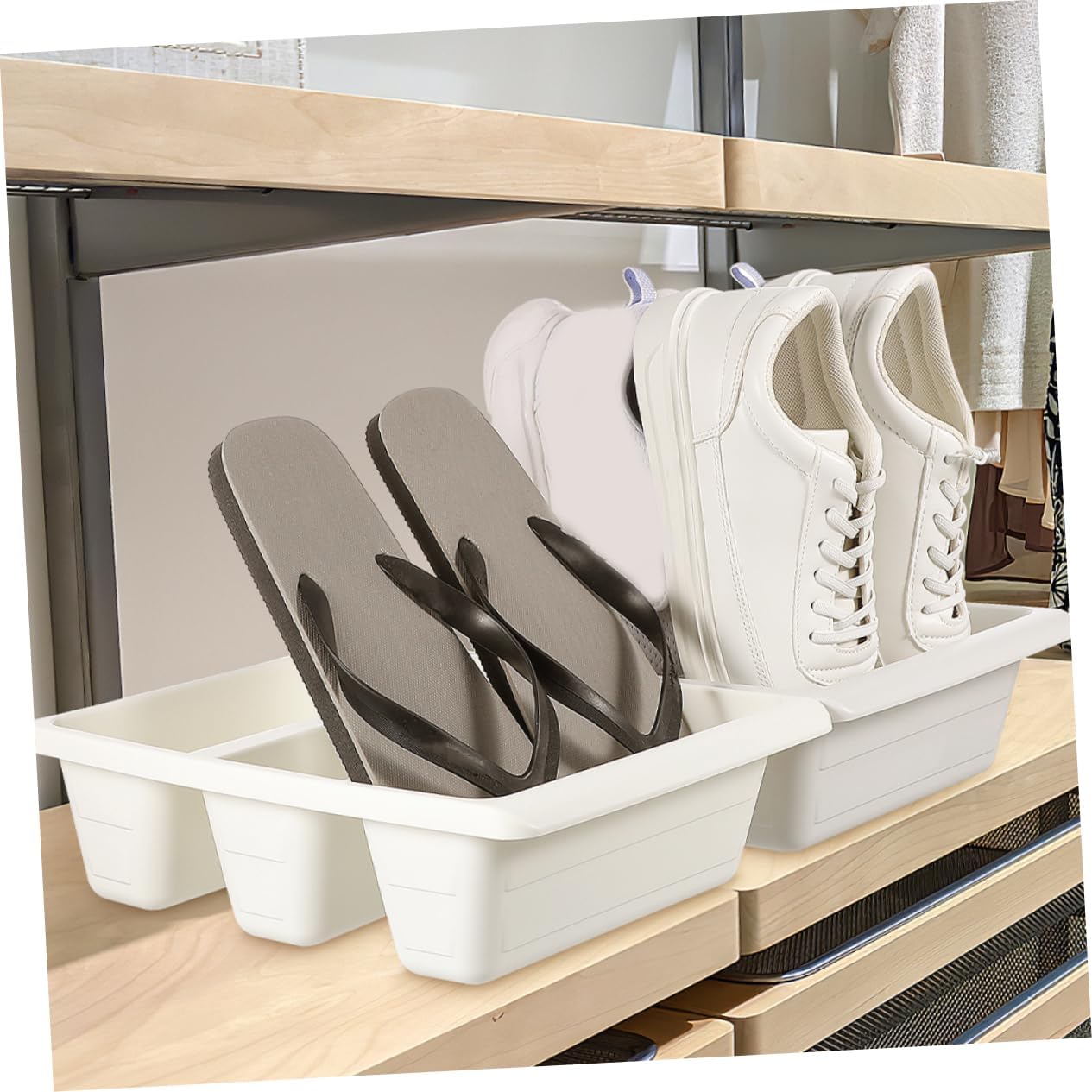 2pcs Shoe Organizing Case Plastic Shoe Storage Tray Storage Box Space-efficient Holders Racks