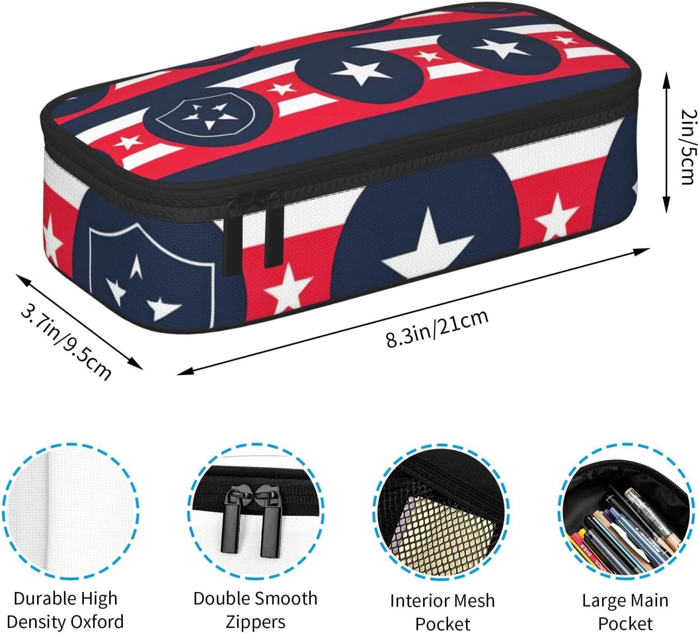 Star Stripe Pattern Full-print Multifunctional Pen Organizer Storage Pouch image 5