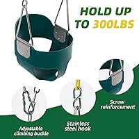 Vista 8 de Asiento de columpio para niño con respaldo alto y cadenas revestidas amarillas, totalmente montado, accesorios para columpio para bebés