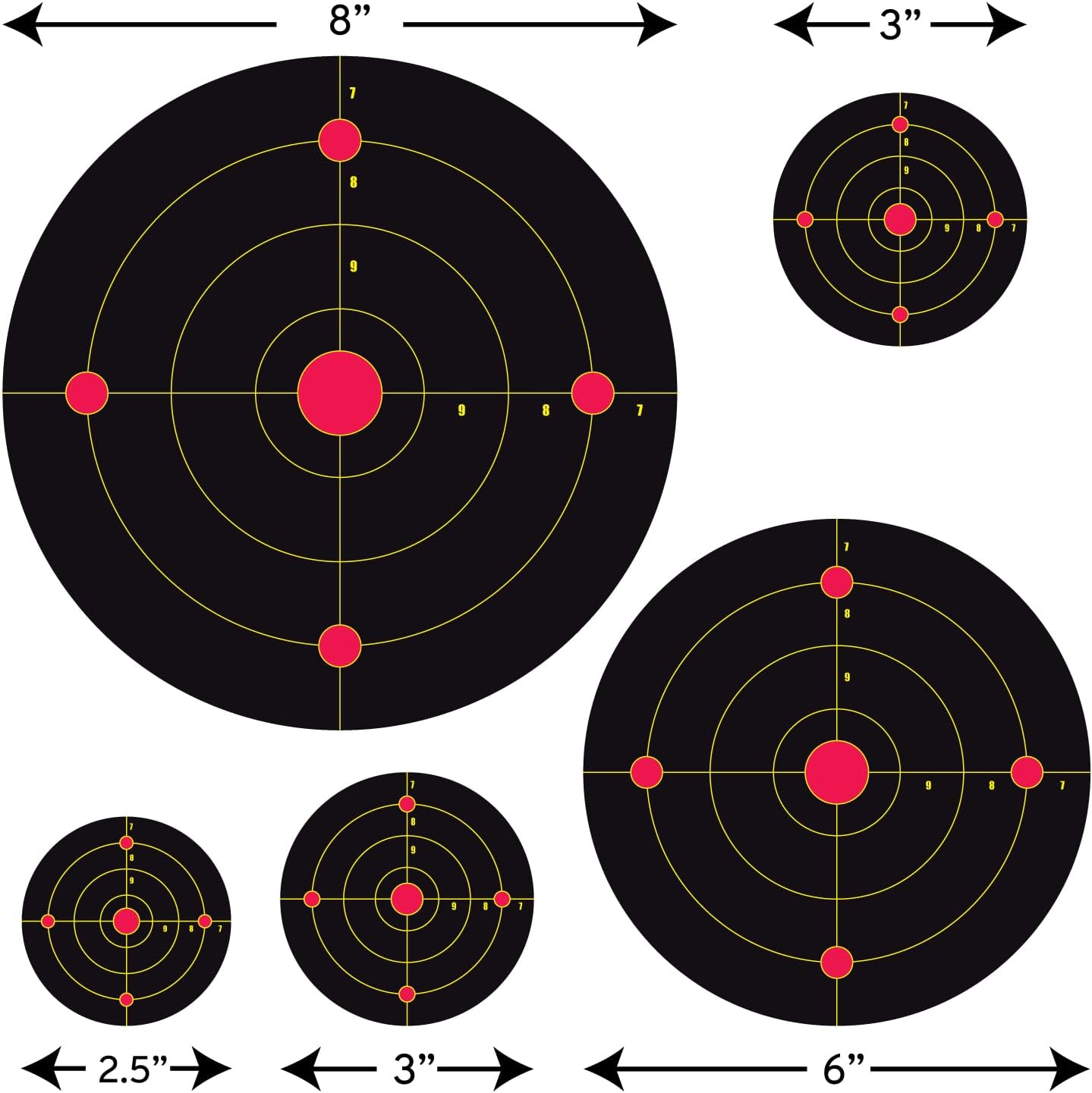 Reusable Indoor Shooting Target Wall Decals, Black/Red/Yellow Multi‑Size Set, 5 Pack image 4