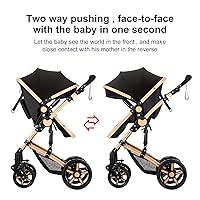 Vista 4 de Cochecito de bebé 2 en 1 con modo moisés, cochecito reversible para bebés, plegable con un solo clic, cochecito de viaje para recién nacido