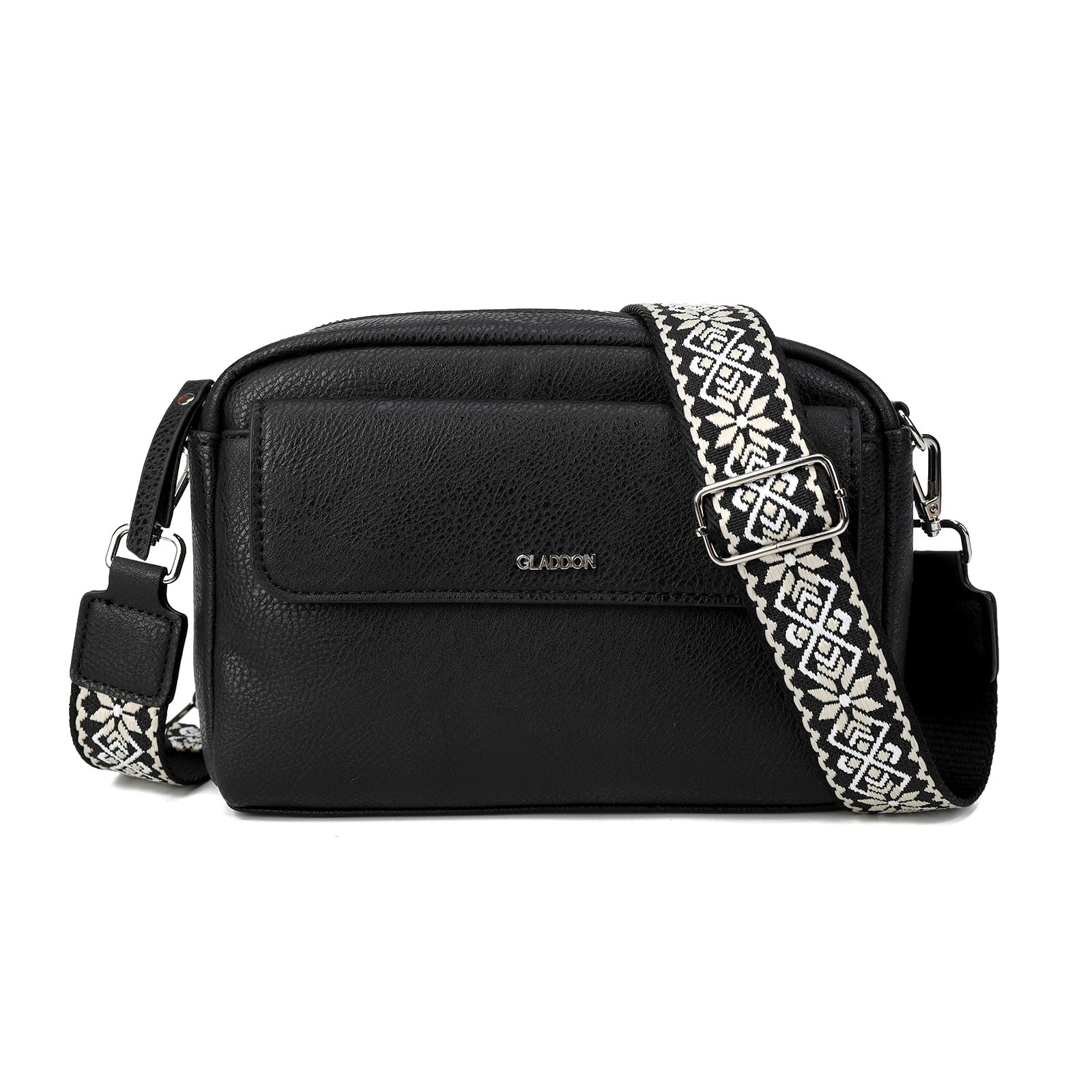 Gladdon borsa donna, borse piccola tracolla, borsa tracolla donna in pelle PU, con tracolla rimovibile, ampio nastro jacquard per uso quotidiano, regalo per le donne
