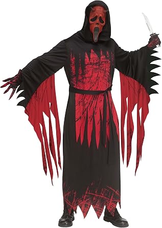 Fun World Men's Aged Devil Ghost Face Costume, One Size, Black/Red