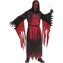 Fun World Men's Aged Devil Ghost Face Costume, One Size, Black/Red
