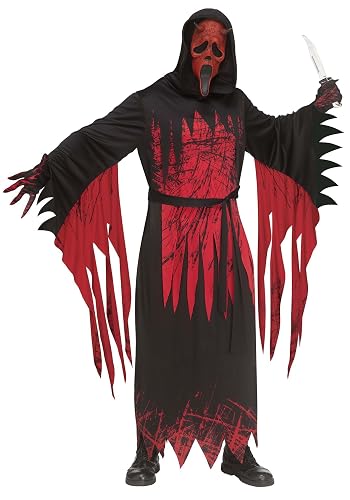 Fun World Mens Aged Devil Ghost Face Costume, One Size, Black/Red