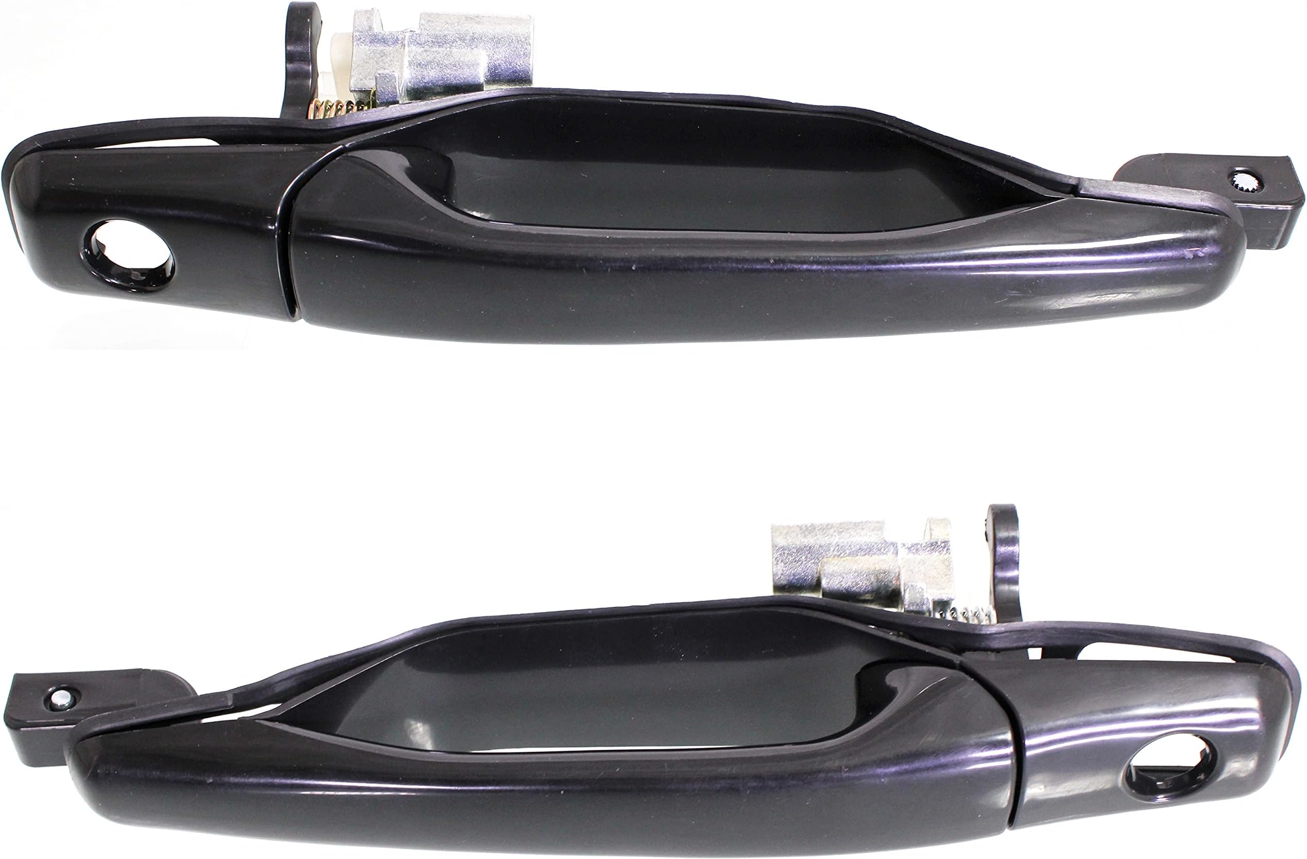 Garage-Pro Exterior Door Handle SET Compatible with Mitsubishi Lancer 2002-2007, Outlander 2003-2006 Smooth Black With Key Hole Front, Driver and Passenger Side