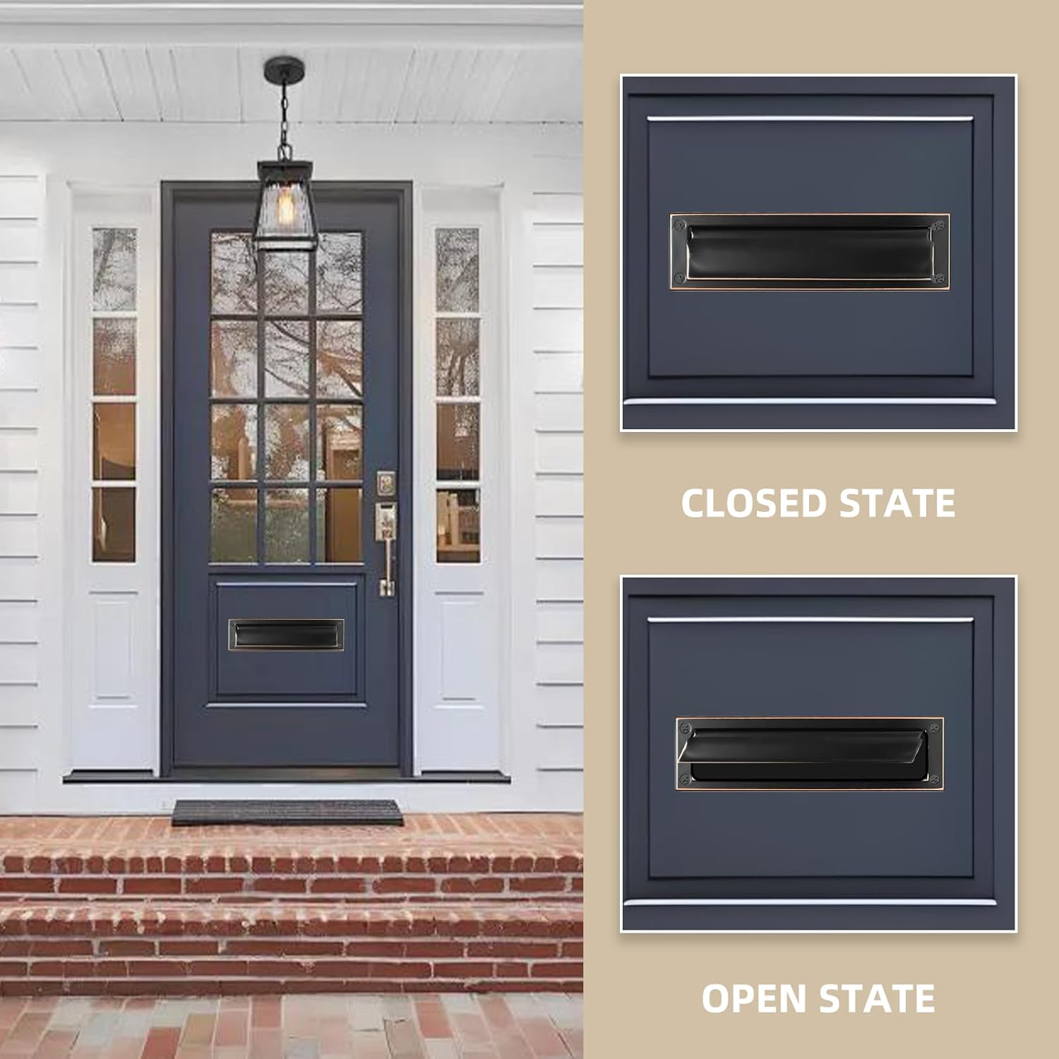 Mail Slot Oil Rubbed Bronze,10Inch Stainless Steel Mail Slot Cover for Front Door.Mailbox Door Replacement for Wall,13"×3.7"